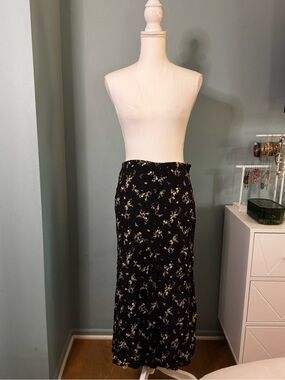 The Work Shop Black Floral Midi Maxi Ankle Skirt - Women's